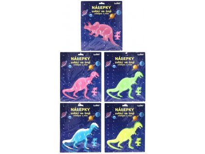 Nálepky barevné na stěnu dinosauři dekorace svítící ve tmě 2 druhy
