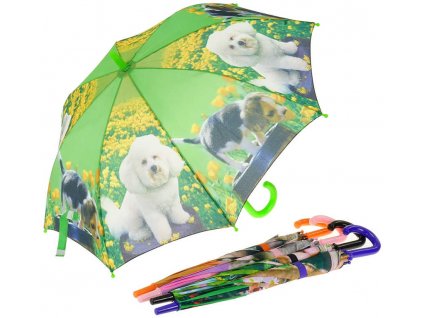 Deštník dětský automatický 69x100cm foto potisk domácí mazlíčci 5 druhů
