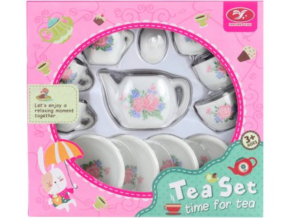 Čajový servis dětský porcelánový s růžičkami set s konvičkou a cukřenkou