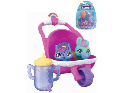 SPIN MASTER Hatchimals set 2 zvířátka s kočárkem a lahvičkou ve vajíčku