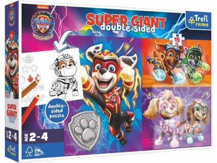 TREFL PUZZLE GIANT Oboustranné Paw Patrol 60x40cm 15 dílků skládačka 3v1