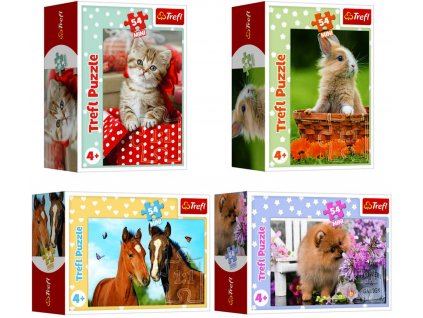 TREFL PUZZLE Mini Zvířátka mláďata 20x13cm 54 dílků skládačka 4 druhy