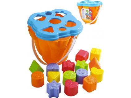 Baby vkládací kyblík set košík s víkem + 15 tvarů na vložení plast pro miminko