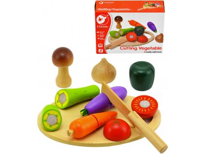 DŘEVO Krájecí zelenina na suchý zip kuchyňský set s nožíkem a doplňky 16ks