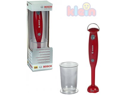 KLEIN BOSCH Mixer dětský 27cm ruční tyčový set s nádobkou na baterie Zvuk