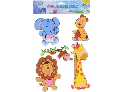 Dekorace pěnová nástěnná dětské motivy veselá safari zvířátka 5ks
