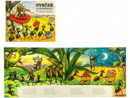 Knížka dětská Cvrček a mravenci leporelo veršované s básničkami