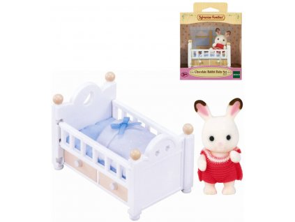 Sylvanian Families baby Chocolate králík + postýlka herní set v krabici