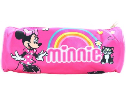 Penál kulatý Disney Minnie Mouse dětské růžové školní pouzdro na zip