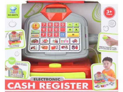 Pokladna dětská registrační kasa elektronická s doplňky na baterie Světlo Zvuk