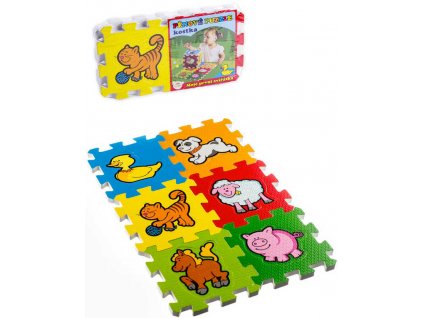 Měkké bloky Zvířátka 6ks pěnový koberec baby vkládací puzzle podložka na zem