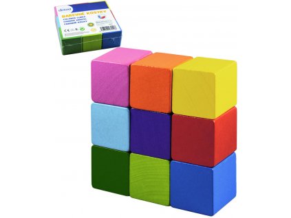 DETOA DŘEVO Kostky barevné kubus set 9ks *DŘEVĚNÉ HRAČKY*