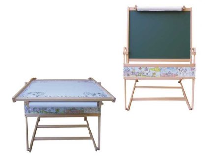 DŘEVO Dětská školní tabule FILIP I. na křídu fix s papírem + stolek