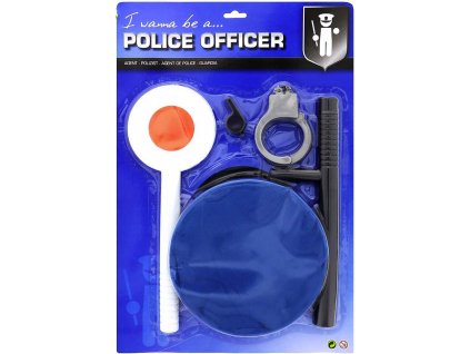 John Toy Policejní dětský herní set čepice s pouty a doplňky na kartě