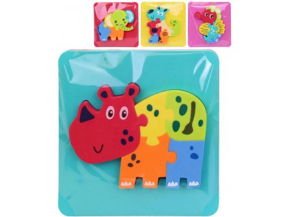 Zvířátka baby puzzle pěnové na podložce do vany do vody 4 druhy