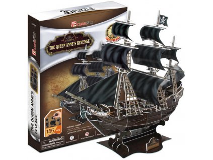CUBICFUN Puzzle pirátská loď Queen Anne´s Revenge 3D model 155 dílků