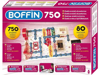 Boffin 750 elektronická stavebnice 750 projektů na baterie 80ks v krabici