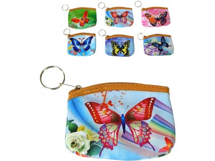 Peněženka dětská na zip motýlci 6 druhů plast