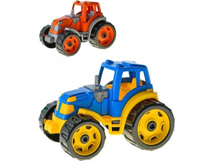 Traktor baby barevný plastový 25cm volný chod na písek 2 barvy