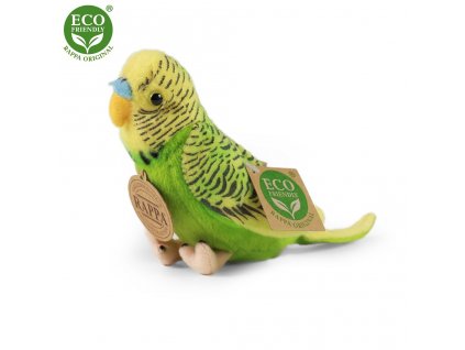 Rappa Plyšová andulka se zvukem 11 cm 2 druhy ECO-FRIENDLY papoušek zelená