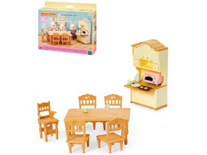 Sylvanian Families jídelna stůl s židlemi a kredencí nábytek doplněk k herním sadám