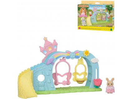 Sylvanian Families duhové houpačky set s figurkou králíka doplněk k herním sadám