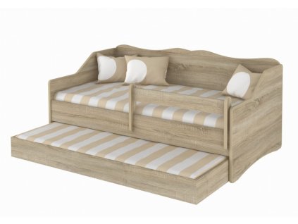 Dětská postel s výsuvnou přistýlkou 160 x 80 cm - Dub Sonoma