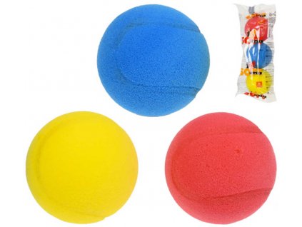 Míčky na soft tenis barevné pěnové 7cm molitanové tenisáky set 3ks sáček