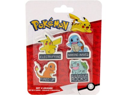 Mazací guma set 4ks Pokémon dětské školní potřeby blister