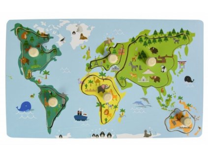 Edukační vkládačka s úchyty - Mapa Světa, Adam Toys