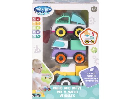 PLAYGRO Autíčka skládací set 3ks baby skládačka plast v krabici