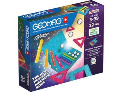 GEOMAG Glitter 22 dílků třpytivá Eko magnetická STAVEBNICE