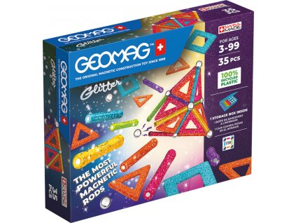 GEOMAG Glitter 35 dílků třpytivá Eko magnetická STAVEBNICE