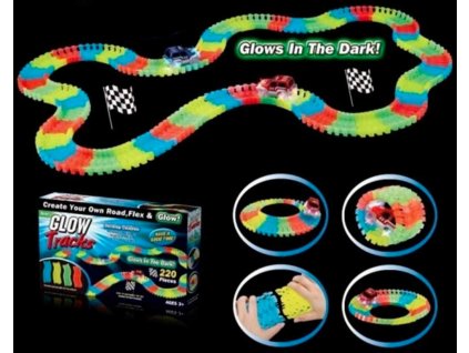 Autodráha Glow Track set 220ks s autíčkem svítí ve tmě LED Světlo