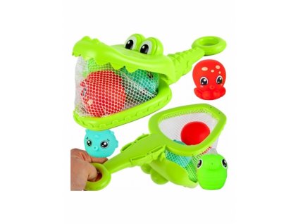 Sada do koupele Krokodýl, síťka + 3 zvířátka, , zelená