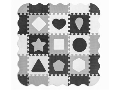 Pěnové puzzle, podložka Jolly Shapes, šedá, 25 dílků