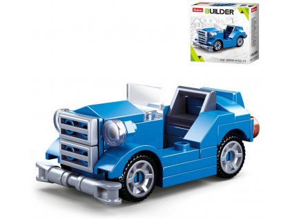 SLUBAN Builder Modrý kabriolet auto veterán 44 dílků STAVEBNICE