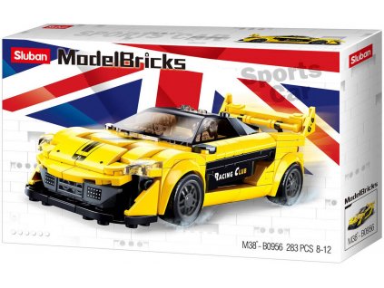 SLUBAN Model Bricks Auto žlutý anglický sporťák 283 dílků + 2 figurky STAVEBNICE