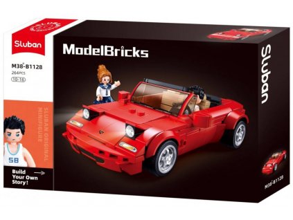 SLUBAN Model Bricks Sportovní vůz MX5 264 dílků + 2 figurky STAVEBNICE