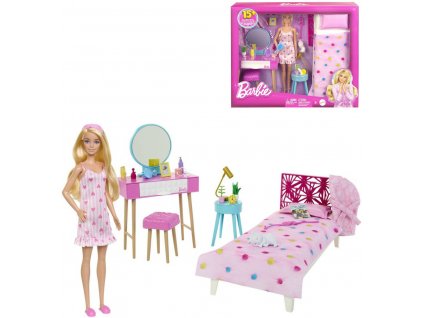 MATTEL BRB Ložnice herní set panenka Barbie s doplňky
