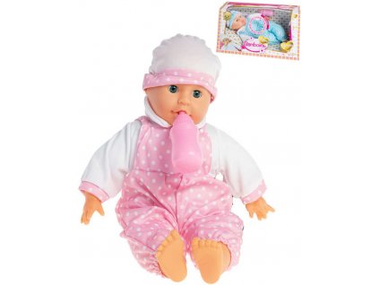 Baby panenka Bambolina Amore miminko set s lahvičkou s melodiemi na baterie Zvuk
