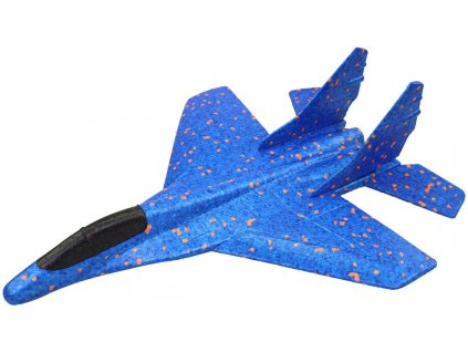 Letadlo soft pěnové stíhačka házecí 42cm polystyrenová modrá