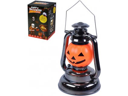 Lampa dýně na Halloween 18cm blikající lucerna na baterie Světlo Zvuk plast