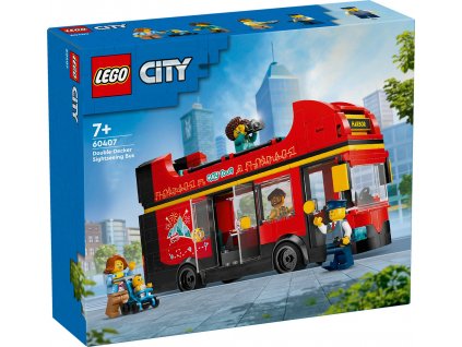 LEGO CITY Červený dvoupodlažní vyhlídkový autobus 60407 STAVEBNICE