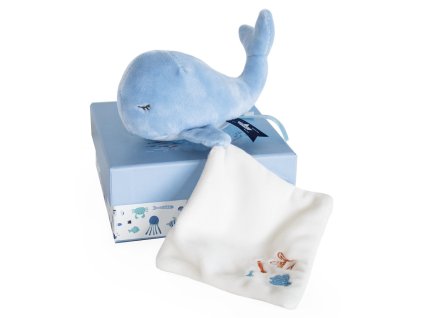 Doudou Dárková sada - Plyšová modrá velryba 15 cm