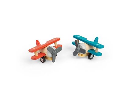 Bigjigs Toys Dřevěné natahovací letadlo Dvouplošník 1 ks