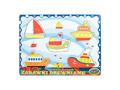 Dřevěné vkládací puzzle - Lodě