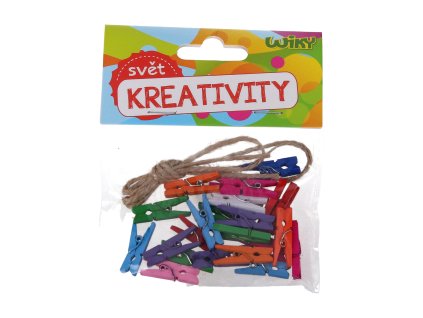 Kolíčky barevné 2,5 cm,  25ks + provázek