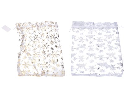 Sáček ORGANZA Vločky 25x35 cm Vánoce