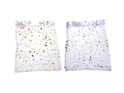 Sáček ORGANZA Hvězdy 17x23 cm Vánoce